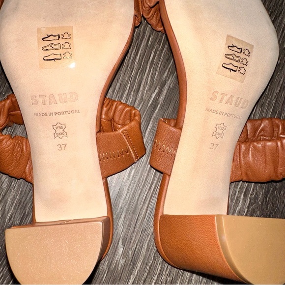 STAUD Leather Frankie Heeled Sandals - Picture 13 of 15